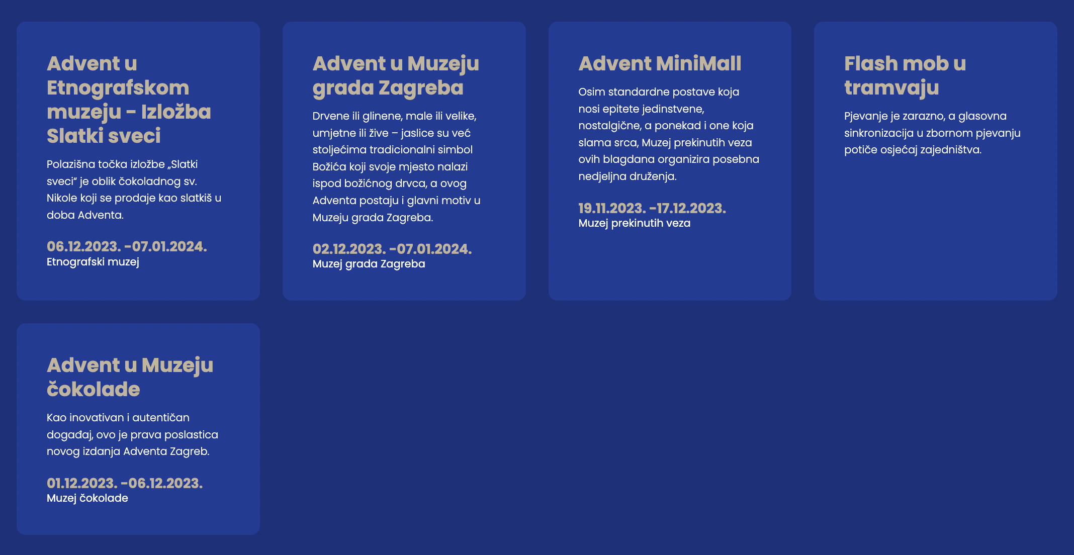 Advent u Zagrebu, lokacije, program, smještaj, događanja, kućice, gastro ponuda, gdje se sve održava, adrese