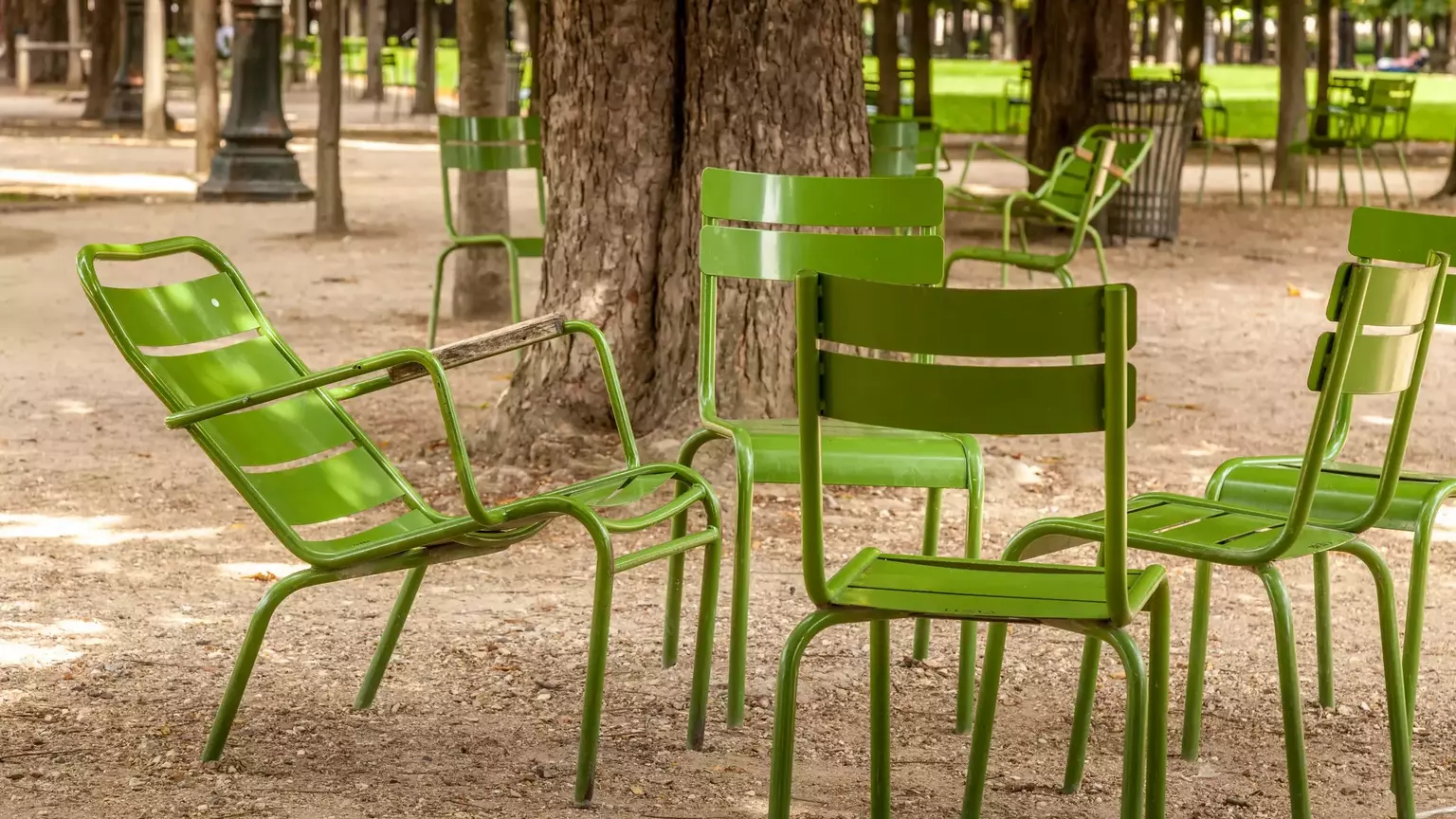 zelene stolice, Pariz, pariški vrtovi