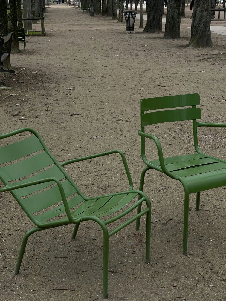 zelene stolice, Pariz, pariški vrtovi