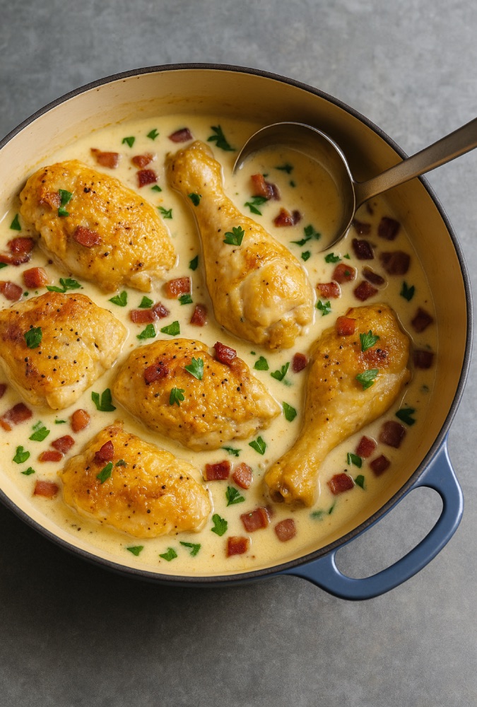 piletina, recepti, recepti s piletinom, francuski recepti, coq au vin, piletina na normandijski, francuska kuhinja
